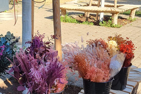 Bestes Wetter und jede Menge Trockenblumen beim ersten Kreativ-Kids-Workshop - Bunte Loops und Sommerlaune